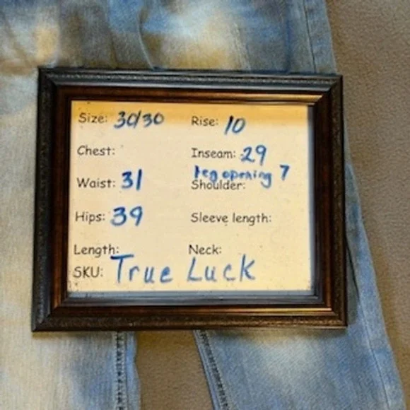 True Luck Mens Jeans Light Wash Straight Leg Distressed Faded Denim Size 30/30 - Picture 7 of 11